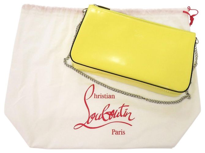 Borsa a tracolla con catena Christian Louboutin LOUBILA Giallo - vista 2