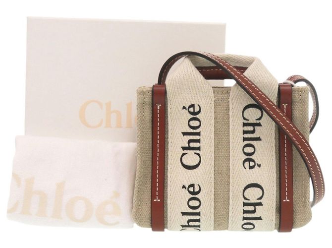 Chloé Woody Nano Tote Marrone Beige - vista 2