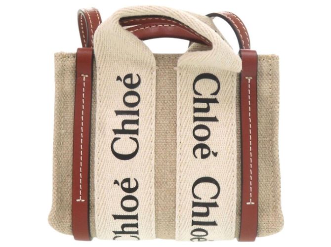 Chloé Woody Nano Tote Marrone Beige - vista 3
