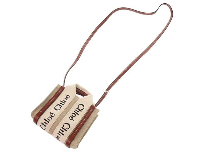 Chloé Woody Nano Tote Marrone Beige - vista 5