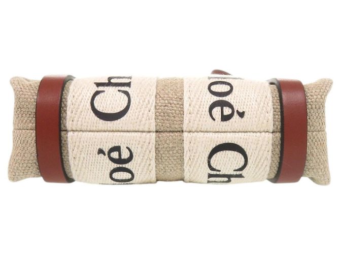 Chloé Woody Nano Tote Marrone Beige - vista 6