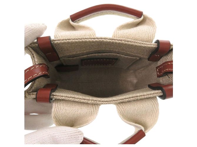 Chloé Woody Nano Tote Marrone Beige - vista 7