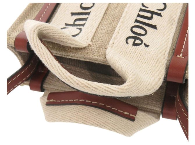 Chloé Woody Nano Tote Marrone Beige - vista 8