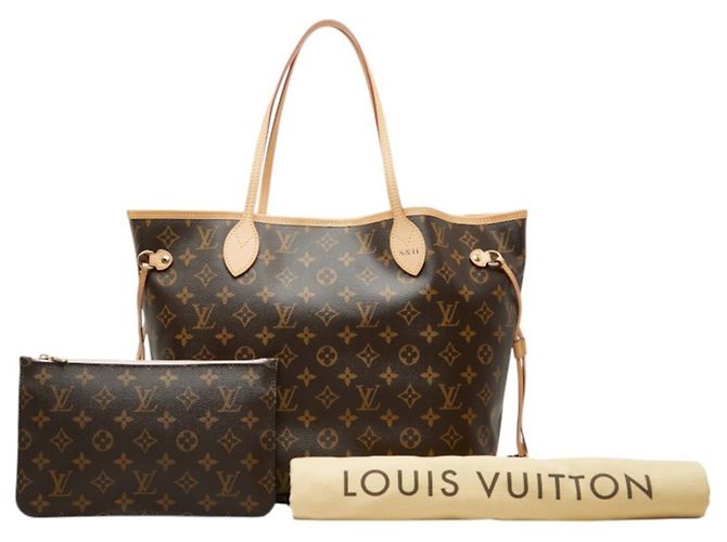 Sac Cabas Louis Vuitton Monogram Neverfull MM Marron Rose - vue 11