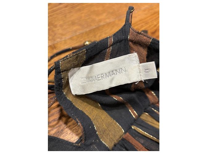 Zimmermann Vestido Maxi a Rayas Castaño Negro Dorado - vista 3