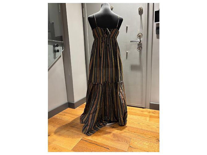 Zimmermann Vestido Maxi a Rayas Castaño Negro Dorado - vista 5