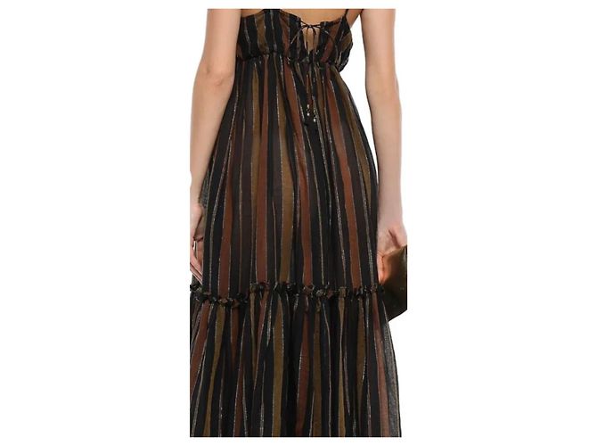 Zimmermann Vestido Maxi a Rayas Castaño Negro Dorado - vista 6
