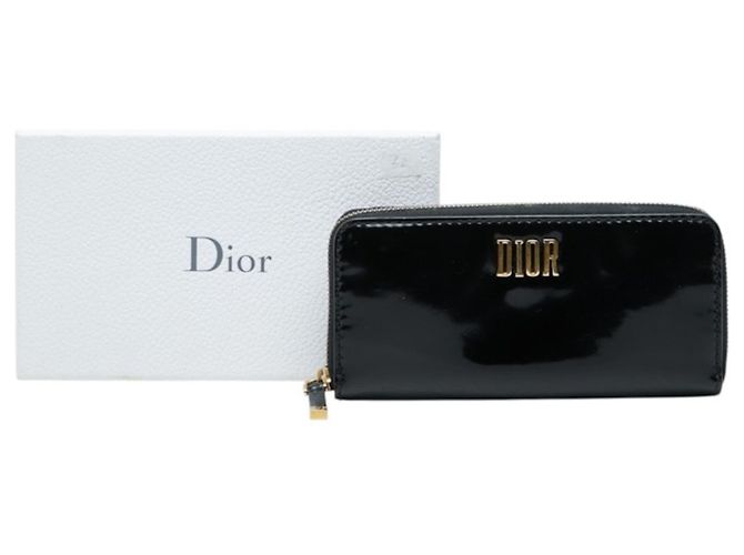 Cartera larga Christian Dior de esmalte negro - vista 9
