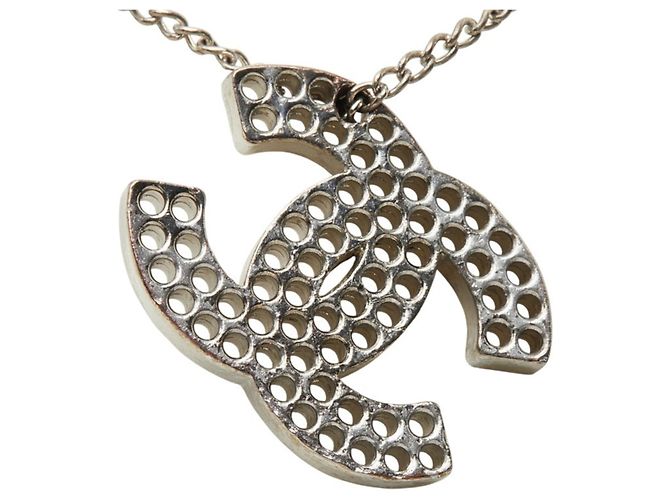 Collana a catena Chanel Coco Mark Punching Argento - vista 2