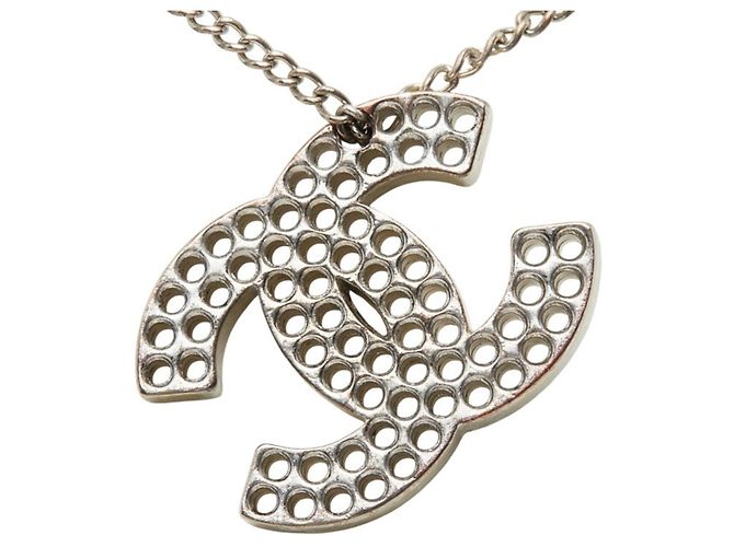 Collana a catena Chanel Coco Mark Punching Argento - vista 3