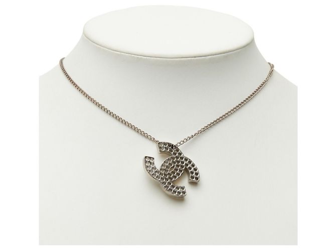 Collana a catena Chanel Coco Mark Punching Argento - vista 7