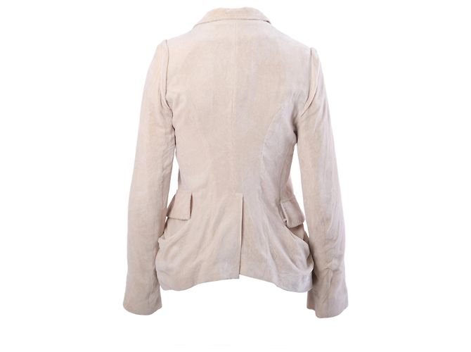 Ann Demeulemeester Ivory Asymmetric Stand Collar Suede-Effect Blazer Cream - view 3