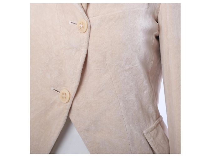 Ann Demeulemeester Ivory Asymmetric Stand Collar Suede-Effect Blazer Cream - view 4