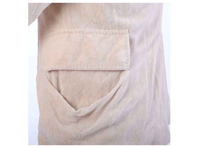 Ann Demeulemeester Ivory Asymmetric Stand Collar Suede-Effect Blazer Cream - view 6