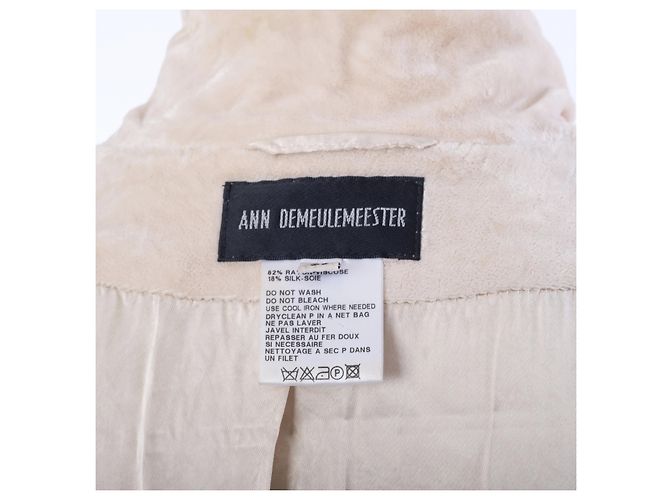 Ann Demeulemeester Ivory Asymmetric Stand Collar Suede-Effect Blazer Cream - view 7