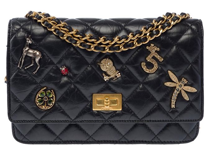 Borsa CHANEL Wallet On Chain 2.55 in Pelle Nera - 103931 Nero - vista 3