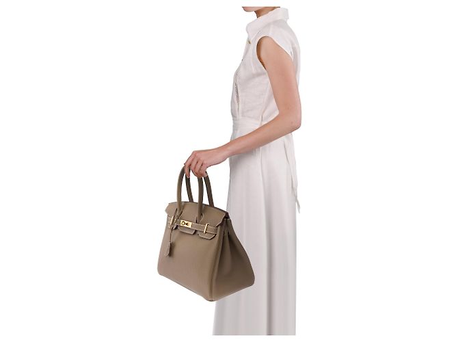 Hermès Borsa HERMES Birkin 30 in Pelle Étoupe - 103921 Taupe - vista 13