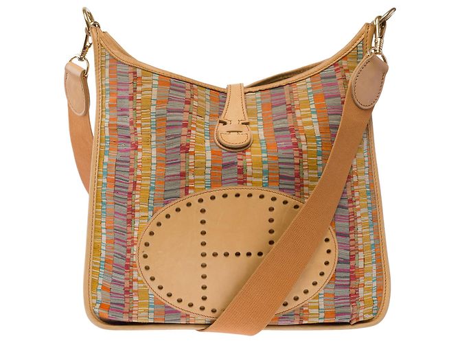 Hermès Borsa HERMES Evelyne in Tela Beige - 103925 - vista 2