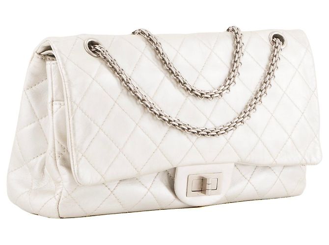 CHANEL - Borsa a tracolla 2.55 Chanel in pelle stropicciata metallizzata argento Metallico - vista 2
