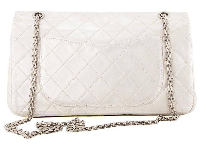 CHANEL - Borsa a tracolla 2.55 Chanel in pelle stropicciata metallizzata argento Metallico - vista 3