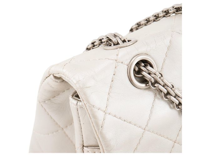 CHANEL - Borsa a tracolla 2.55 Chanel in pelle stropicciata metallizzata argento Metallico - vista 5
