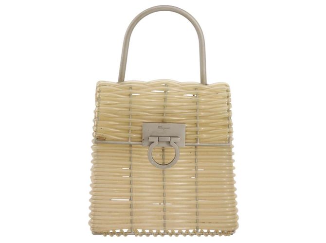 Borsa Salvatore Ferragamo Gancini in vinile trasparente argento Auth 204833 - vista 13