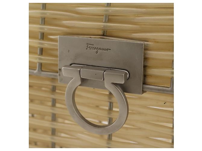 Borsa Salvatore Ferragamo Gancini in vinile trasparente argento Auth 204833 - vista 19
