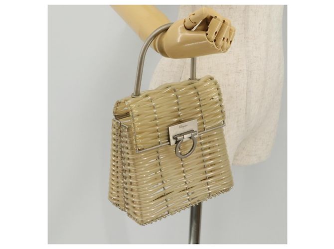 Borsa Salvatore Ferragamo Gancini in vinile trasparente argento Auth 204833 - vista 22