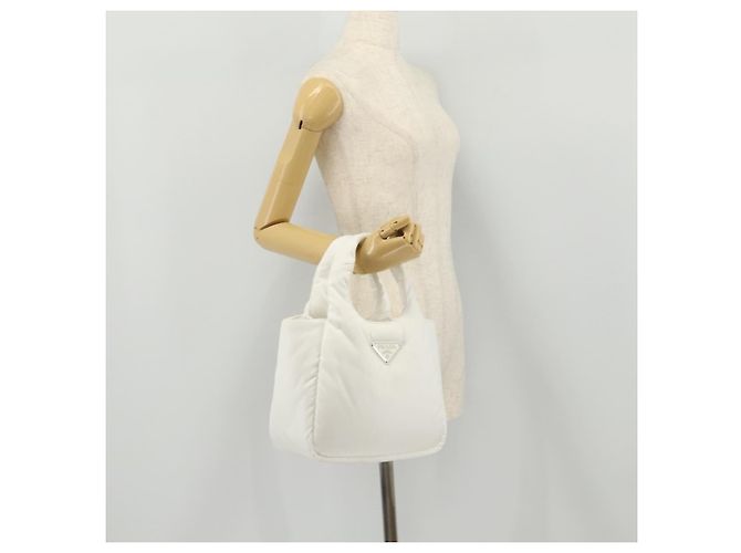 Sac à main PRADA Nylon White Auth 204869A Blanc - vue 24