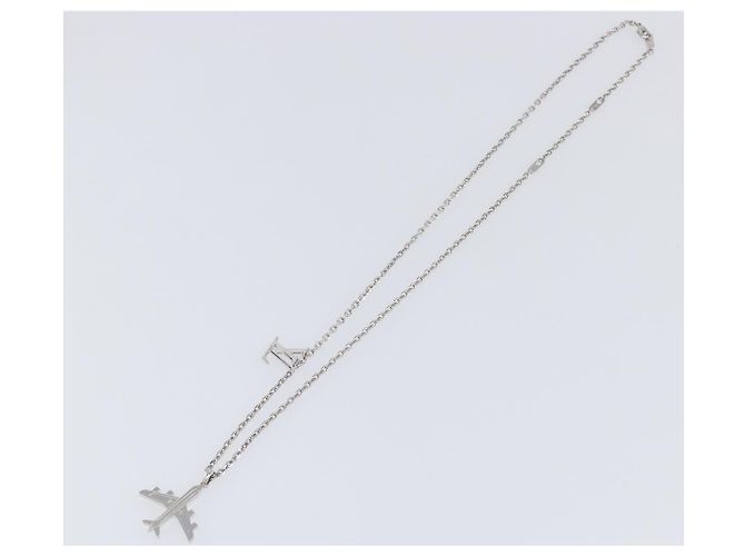 LOUIS VUITTON Collana LV Plane Metallo Tono Argento MP3157 LV Auth 203697V - vista 2