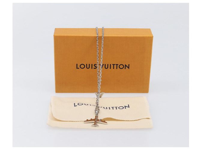 LOUIS VUITTON Collana LV Plane Metallo Tono Argento MP3157 LV Auth 203697V - vista 20