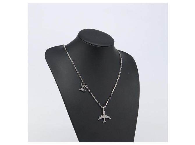 LOUIS VUITTON Collana LV Plane Metallo Tono Argento MP3157 LV Auth 203697V - vista 21
