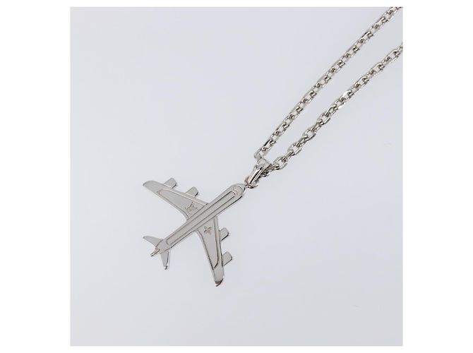LOUIS VUITTON Collana LV Plane Metallo Tono Argento MP3157 LV Auth 203697V - vista 3