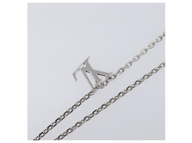 LOUIS VUITTON Collana LV Plane Metallo Tono Argento MP3157 LV Auth 203697V - vista 5