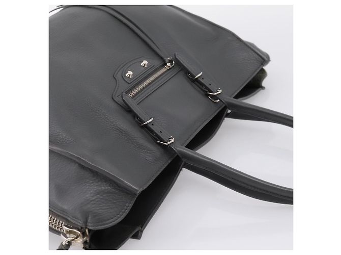 Borsa a mano BALENCIAGA Paper B4 in pelle grigio argento 432596 Auth BA15802V Marrone - vista 6
