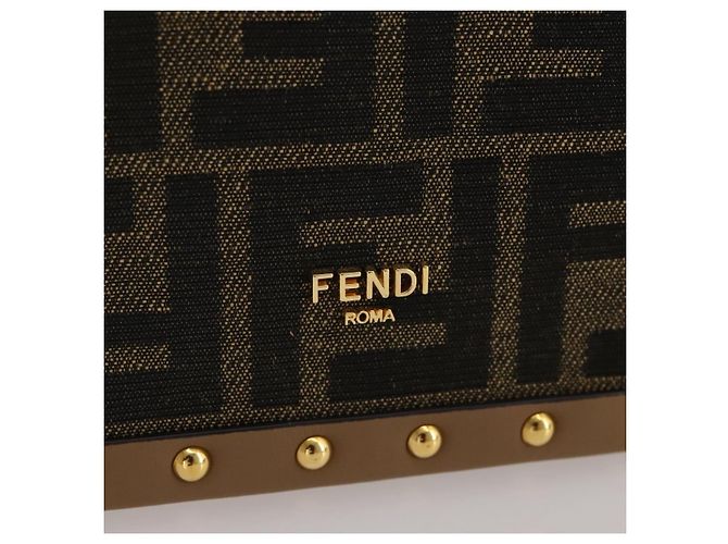 Borsa Vanity Trunk FENDI in tela Zucca e pelle Nero Marrone Auth 204326SAM - vista 23