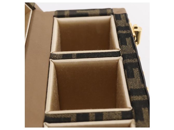 Borsa Vanity Trunk FENDI in tela Zucca e pelle Nero Marrone Auth 204326SAM - vista 31