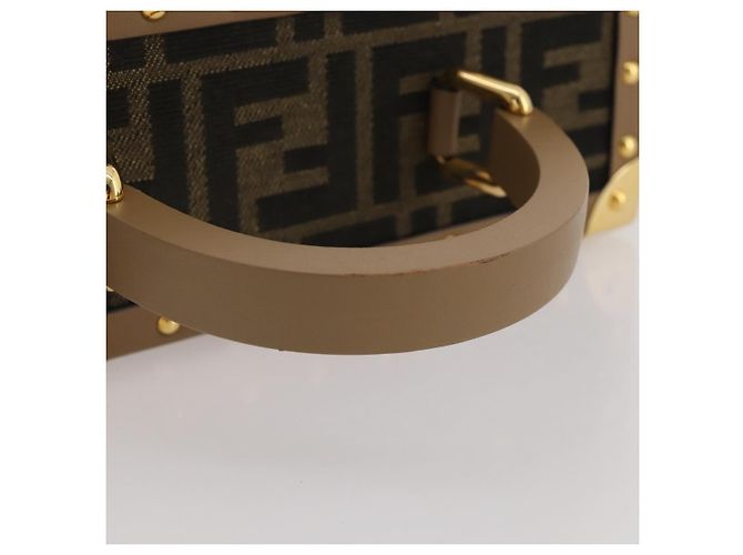 Borsa Vanity Trunk FENDI in tela Zucca e pelle Nero Marrone Auth 204326SAM - vista 9