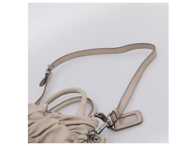 Borsa a mano Prada Gathered in pelle 2way Beige Silver Auth 201361V Argento - vista 15