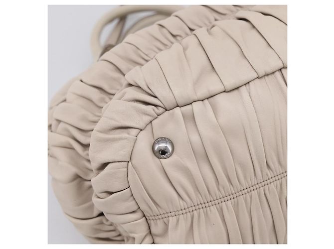 Borsa a mano Prada Gathered in pelle 2way Beige Silver Auth 201361V Argento - vista 17