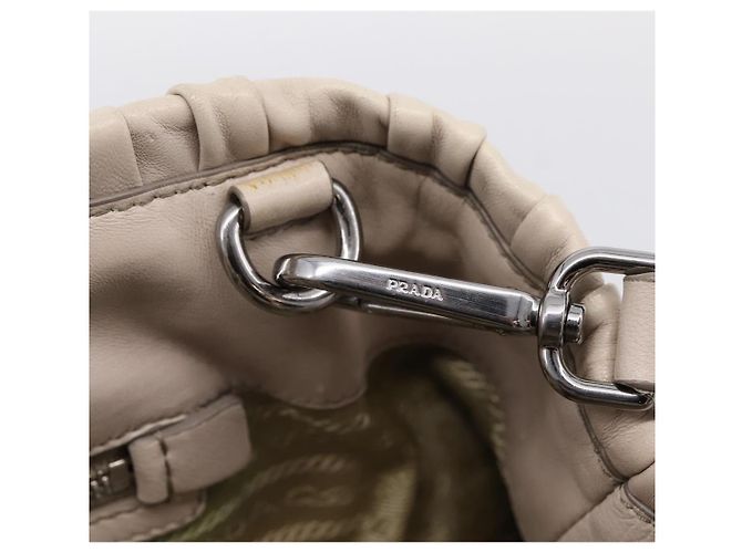 Borsa a mano Prada Gathered in pelle 2way Beige Silver Auth 201361V Argento - vista 22