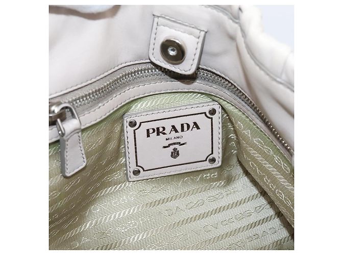 Borsa a mano Prada Gathered in pelle 2way Beige Silver Auth 201361V Argento - vista 23