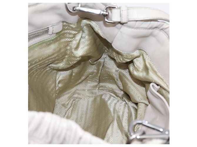 Borsa a mano Prada Gathered in pelle 2way Beige Silver Auth 201361V Argento - vista 24
