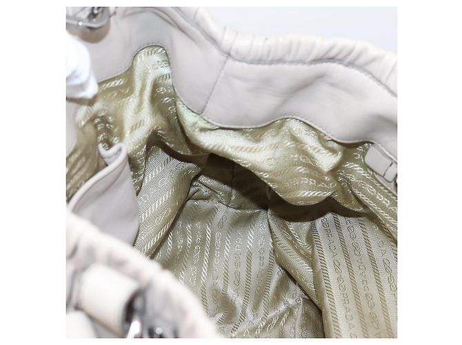 Borsa a mano Prada Gathered in pelle 2way Beige Silver Auth 201361V Argento - vista 25