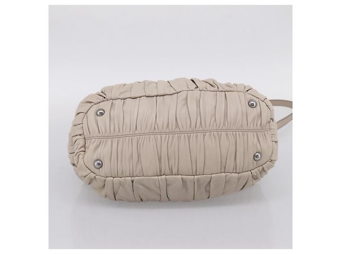 Borsa a mano Prada Gathered in pelle 2way Beige Silver Auth 201361V Argento - vista 5