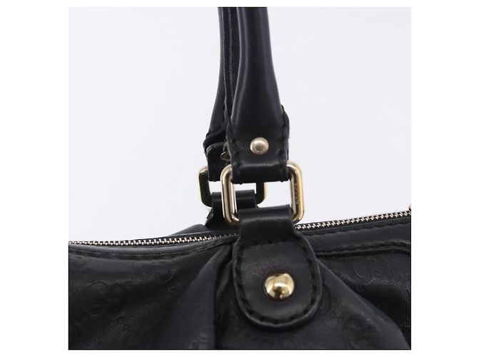 Borsa GUCCI GG Canvas Guccissima Sukey in pelle nera e oro 247902 Auth 204390 Nero D'oro - vista 17