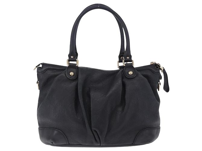 Borsa GUCCI GG Canvas Guccissima Sukey in pelle nera e oro 247902 Auth 204390 Nero D'oro - vista 2