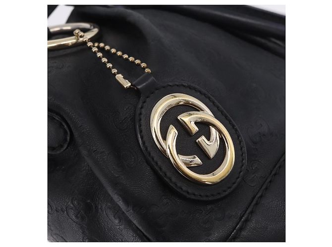 Borsa GUCCI GG Canvas Guccissima Sukey in pelle nera e oro 247902 Auth 204390 Nero D'oro - vista 25