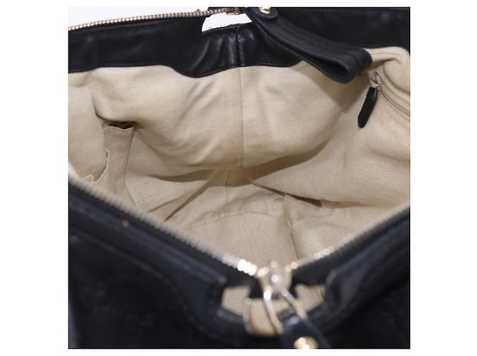 Borsa GUCCI GG Canvas Guccissima Sukey in pelle nera e oro 247902 Auth 204390 Nero D'oro - vista 28
