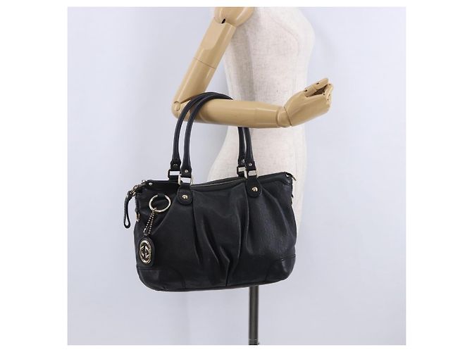 Borsa GUCCI GG Canvas Guccissima Sukey in pelle nera e oro 247902 Auth 204390 Nero D'oro - vista 32